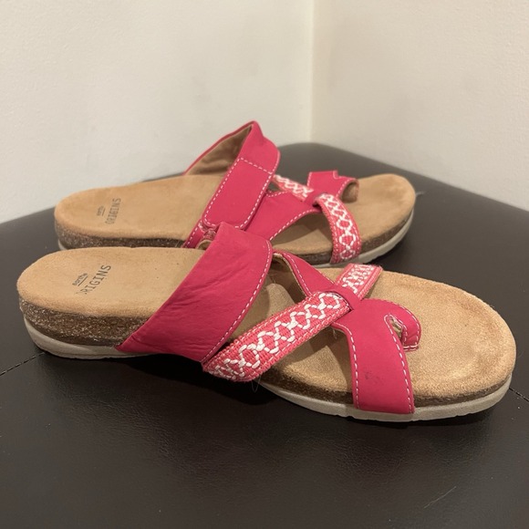 Earth Origins Nubuck Toe Post Sandals Ossi Raspberry‎ Size 6.5 Women's - Picture 6 of 9